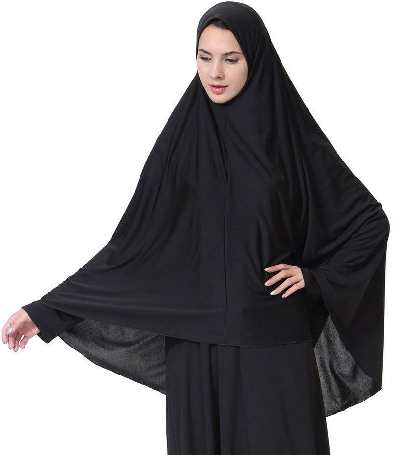 Ababalaya Women's Elegant Modest Muslim Islamic Ramadan Soft Lightweight Jersey Hijab Long Scarf, Black, M - Image 4